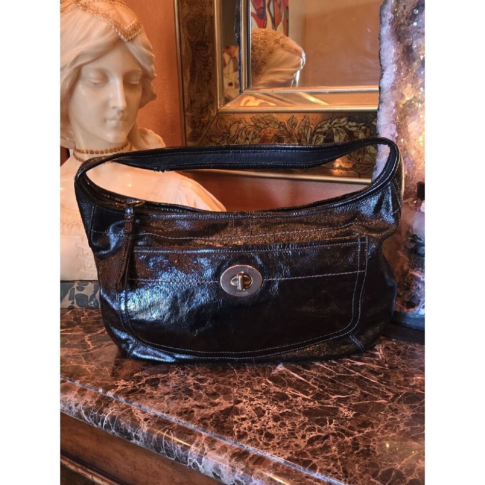 Coach Black Patent Leather Shoulder Bag